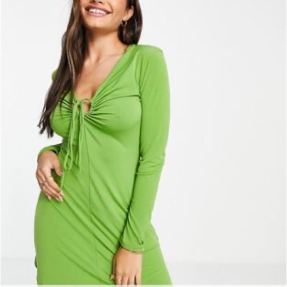 Lime Green long Sleeve Summer dress size Large